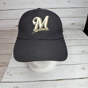 Twins Enterprise Milwaukee Brewers Baseball Cap Men One Size Black Strapback Hat